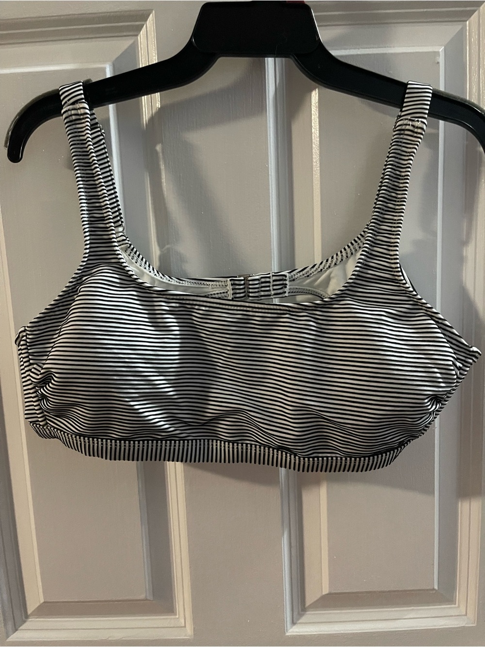 Xhilaration Black and White Striped Bikini Top